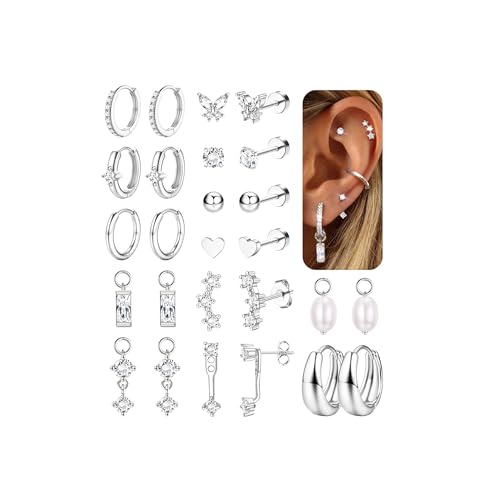 Chriscoco Pendientes Mujer Dorados Plata Pendientes Acero Quirurgico Antialergicos Piercing Oreja Pequeños Pendiente Aros Oro Plata Piercing Tragus Helix