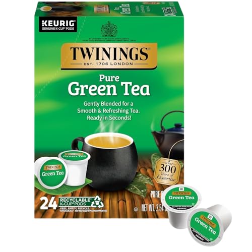 Twinings Pure Green Tea K-Cup Pods for Keurig, 24 Count (Pack of 2), Smooth Flavour, Enticing Aroma, Caffeinated, Enjoy Hot or Iced