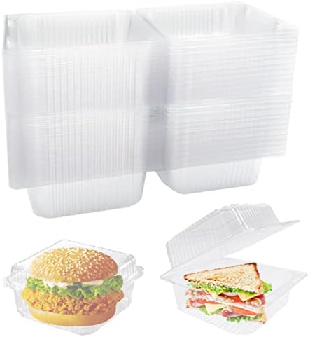 Paquete de 100 recipientes de plástico transparente con bisagras ...