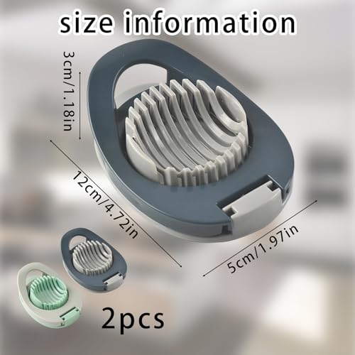 Egg Slicer for Boiled Eggs, 2 Pack Boiled Egg Cutter Set, Hard Boiled Egg Slicer for Perfectly Even Slices, Compact and Lightweight Design for Easy Storage(Gray Green + Blue Gray) - Image 2
