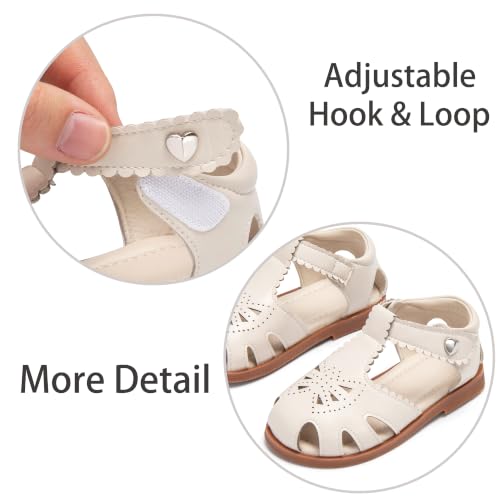Image of ESTINE Toddler Girls Little Kids Close Toe Sandals - Flower Girl Dress Flats Summer Shoes