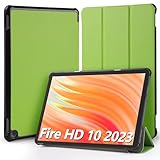 Hianjoo Fire HD 10 2023 対応 ケース 10インチ タブレットケース Fire HD 10 第13世代 対応 カバー スタンド機能付き オートスリープ機能 全面保護ケース 耐衝撃 擦り傷防止 - グリーン