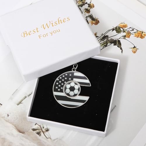 Bag Charms Initial A-Z Letter Keychain Bag Charm Soccer Keychain for Handbags Sports Bag
