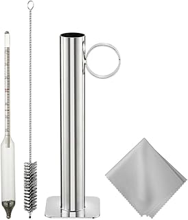 Für Ahornsirup-Hydrometer-Testbecher-Set | Dichtemessgerät aus Edelstahl für Zuckergehalt | Baume und Brix-Skala | Hitzebeständiges Brauwerkzeug mit Reinigungsbürste u