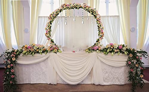 4.6 Ft Round Metal Table Arch Garden Arbor For Garden, Indoor And Outdoor, Party Decoration, Easy Assembly (With Support Legs, Ground Anchors, Screwdriver, Instructions) #TOP3