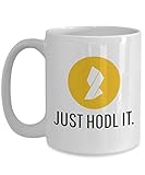 Official Ignis Just Hodl It Cryptocurrency Big Mug Acrylic Coffee Holder White 15oz Crypto Miner Blockchain Invest Trade Buy Sell Hold IGNIS