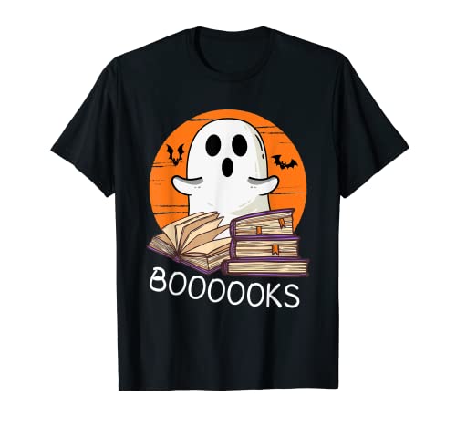 Funny Halloween Ghost Reading Books Librarian Halloween Camiseta