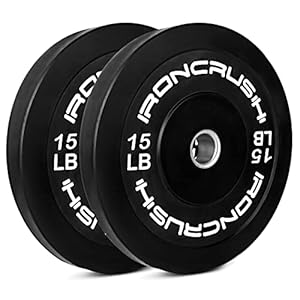 Iron Crush Olympic Bumper Plates Set – Virgin Rubber Weights for Strength Training – Fits 2″ Barbells – Sold in Pairs