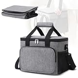 クーラーバッグ 保冷バッグ 15L/27L ソフトクーラー 小さめ くーらーボックス 2WAY手持ち＆肩掛け 折りたたみ コンパクト収納 (グレー, 小)