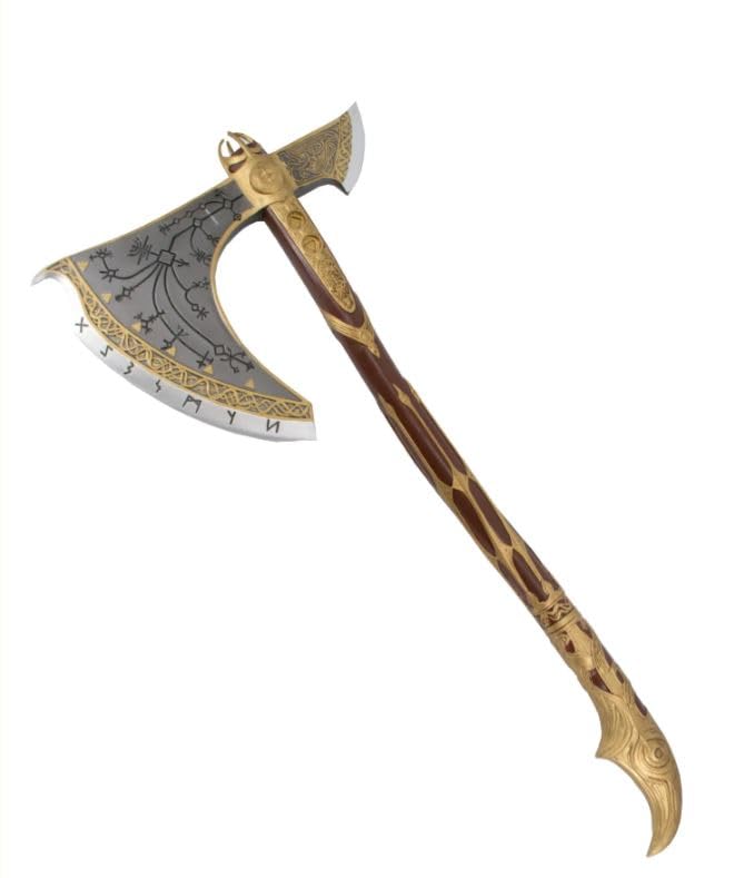 AMONT | Hacha Leviatán de Kratos Decorativa God of War | Réplica No Oficial Sin Filo de Resina y Fibra de Vidrio para Exhibición Coleccionista | EYM