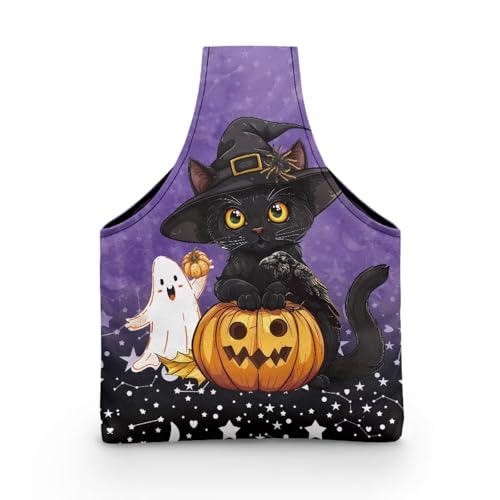 Image of KUIFORTI Cat Yarn Bag, Pumpkin Knitting Crochet Bag, Ghost Yarn Storage Bag Organizer, Halloween Gifts for Women Wrist Bag, Yarn Tote Bags for Crocheting, Holding Yarn, Knitting Needles, Small Size