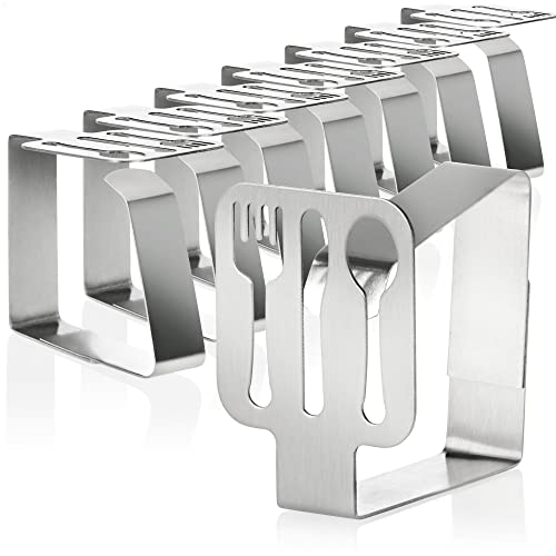 com-four® 8X Pinces à Nappe Premium en Acier Inoxydable - Supports à Tissus pour Linge de Table - Pinces de Table pour l'intérieur et l'extérieur - Clips...