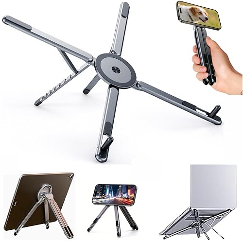 Support PC Portable Réglable Pliable Tablette Réglable Aluminium Support Téléphone,Refroidissement Rapide,8 Niveaux de Hauteur,Compatible MacBook...