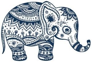 Set of 5 Waterproof Temporary Fake Tattoo Stickers Vintage Blue Elephant Design