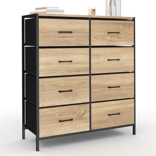 IDMarket - Commode 8 tiroirs en Tissu Utah 80 cm Meuble de Rangement Design Industriel