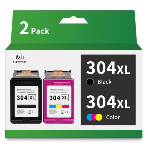 Superpage 304XL Ersatz für HP 304 XL 304XL (Schwarz Farbe) Wiederaufbereitet Patronen für HP DeskJet 3720 3750 3760 3762 2620 2630 Druckerpatronen,HP Envy 5010 5030 Cover