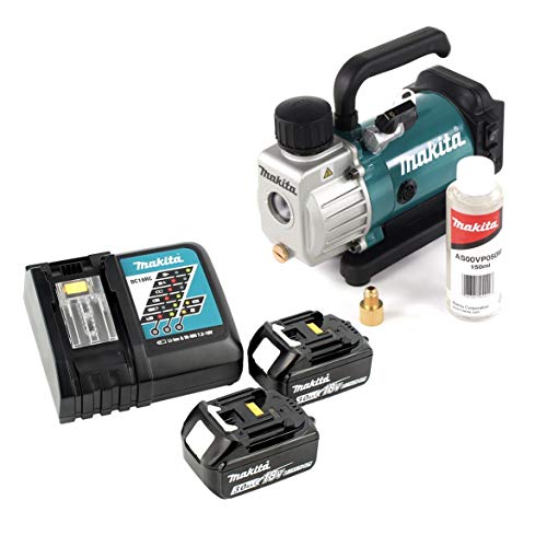 Makita DVP 180 RF Bomba de vacío inalámbrica 18V + 2x Batería BL 1830 3.0Ah + Cargador DC 18 RC