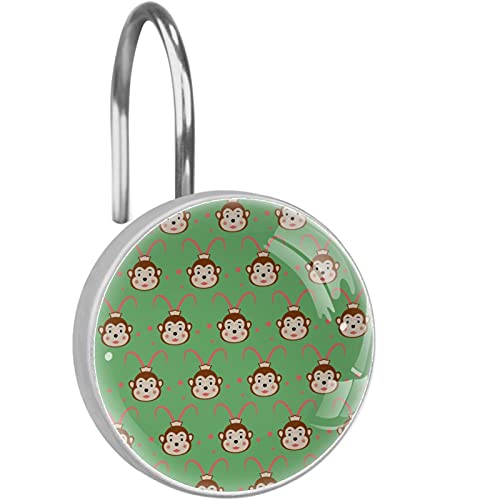 Crochets de rideau de douche singe vert en acier inoxydable x12 - 2