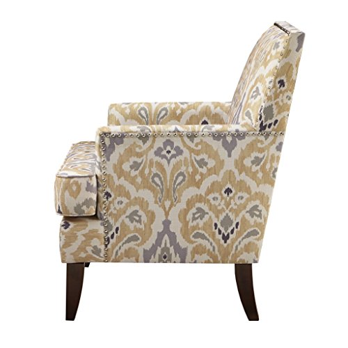 Accent Chair Reading Chair, Modern Polyester Fabric Armchair With Nail Head Trim And Padded Seat, Upholstered Single Sofa Chair With Wooden Legs For Living Room, Bedroom And Office, Multicolor #TOP5