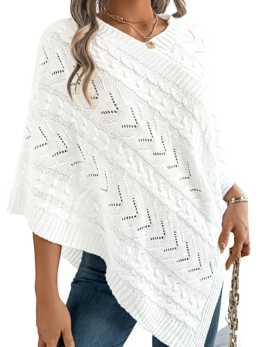 Women Knit Poncho Sweater, Irregular Hallow Out Cape Top Casual Fashion, Lightweight Knitted Shawl Wraps Fall Winter