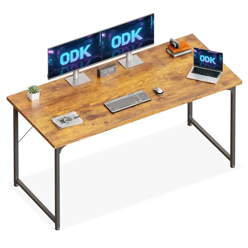 ODK Schreibtisch, 160×55cm Computertisch Bürotisch für Arbeitszimmer, Schlafzimmer, Wohnzimmer,Büro, Schreibtisch Modern Holz PC Tisch Officetisch für Home, Office, Braun