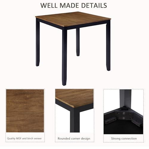 Image of Harper & Bright Designs Counter Height Dining Table Set 5-Piece for 4, Farmhouse Kitchen Table 34.5 inch Square with 4 X-Back Chairs, Black & Oak for Small Space