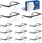 12Pack Clear Safety Glasses, Bulk Pack Safety Goggles Adjustable Temples ANSI Z87.1 Scratch Impact Resistant UV Protection Protective Goggles Full Coverage with Side Shields for Work Lab Construction