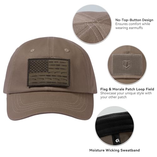 Image of Tactical Hat with Flag Patch Camo Military Army Hats Adjustable Trucker Baseball Cap Soft Top for Shooting
