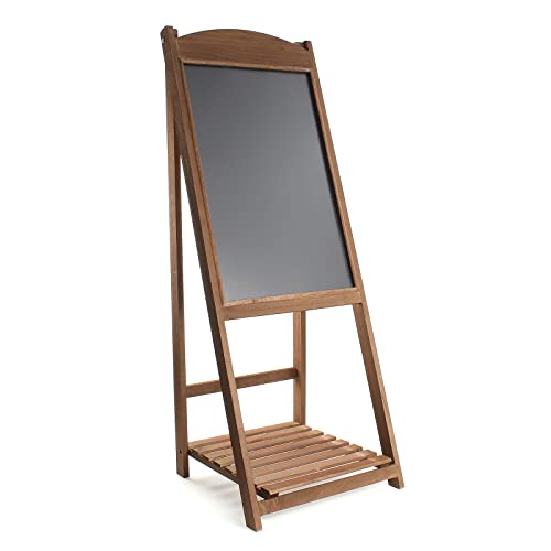Toboli Caballete de madera 42x112cm pizarra de tiza con estante cafetería restaurante plantas