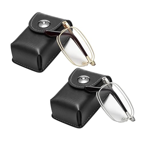 EYESPEX 2 Pack Folding Reading Glasses, Compact Folding Readers For Men Women, Foldable Full Frame Computer Glasses, Reading Case Included(Gold,2.5)