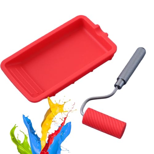 Rodillos de pintura para casa, kit de pintura profesional de silicona de 5 pulgadas, suministros de pintura con bandeja de pintura, juego de pintura pequeño reutilizable para pared, armarios y puertas