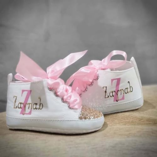 Custom Name Baby Girl First Walking Shoes, Personalized Pink Gold Baby Shoes Infant First Birthday Outfit Newborn Shoes Christmas Birth Gift for Toddler Girl/Boy3