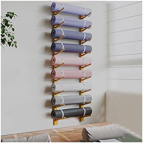 6-Tier Yoga Mat Wall Mount Holder, Wooden Foam Roller Storage Rack for Home, Office, Studio & Gym, Easy Installation, Commercial Quality Yoga Equipment.