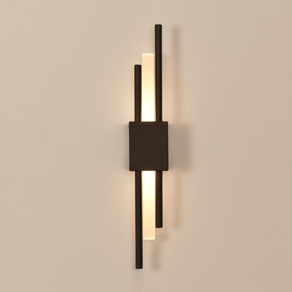 SXSCARKX Wall Light Indoor LED 10W 3000K Warm White Modern Metal Lamp Decorative Sconce for Living Room Bedroom Hallway Corridor Stairs Hall, Black