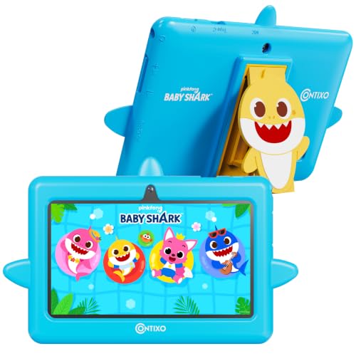 Image of Contixo Baby Shark 7 Inch Kids Tablet, Android 16, 32GB, Ages 3-12, Blue