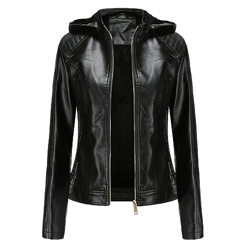 Manteau de moto en cuir pour femme coupe cintrée contre le vent frais