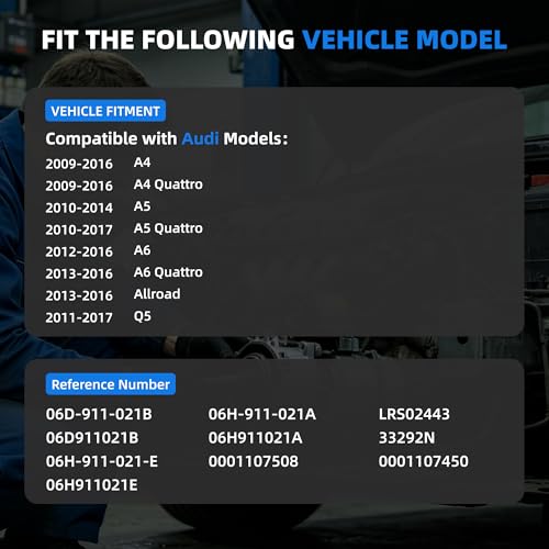Starter compatible con Audi A4 2009-2016, A4 Quattro 2009-2016, A5 2010-2014, A5 Quattro 2010-2017, A6 2012-2016, Q5 2011-2017, Motor de arranque 06D911021B L4 2.0L miniatura 2