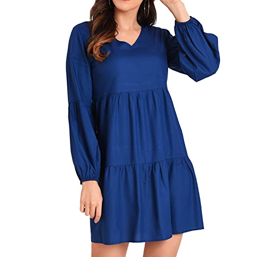 Image of Miss Lavish London Women's V Neck Tiered Summer Dress Casual Short Sleeve Swing T Shirt Mini Dresses