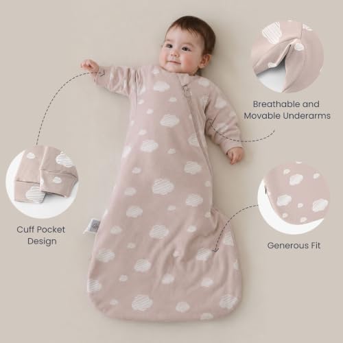 Image of Unisex Sleeping Bag for Babies and Toddlers 1.0 Tog Sleep Sack 6-18 Months, Baby Sleep Sack, Newborn Sleep Sack, Wearable Blanket Baby, One Piece with Sleeves, Gifts for Baby, Pink Sky