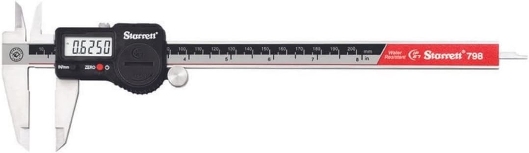 798B-8/200 Digital Calliper, Stainless Steel, Battery Powered, Inch/Metric, 0-8" Range, +/-0.001" Accuracy, 0.0005" Resolution, Meets DIN 862 Specifications