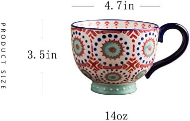 Miniatura 2 de CHOOLD Elegante taza de café grande de cerámica pintada a mano con patrón floral para té, leche, cereales para cocina, regalos de San Valentín, 14