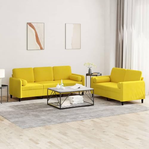 qohoio Juego de sofás con Cojines 2 Piezas Sofas de Salon sofá con Cojines Terciopelo Amarillo - 3202040