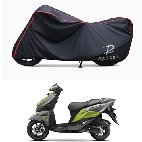 Image of Waterproof Bike Body Cover Compatible for | Suzuki Avenis | Taffeta Fabric, Red Piping Design, Bottom Elastic Fit | Dustproof, Sun UV & Rain Protection for All Bikes