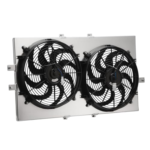 Enignelooc Aluminum Radiator Shroud Fan For 1994 1995 1996 Chevy Impala Caprice Cadillac Fleetwood 5.7L CU1516 Automotive Replacement Shroud Fan Relay Kit