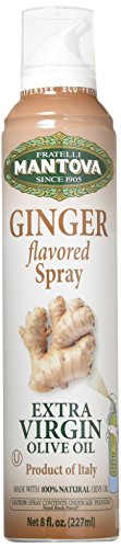 Mantova Ginger Flavored Extra Virgin Olive Oil Spray, heart-healthy cooking spray perfect for salads, pasta sauces, or grilling, 100% natural cooking oil made in Italy, olive oil dispenser bottle sprays, drips, or streams with no waste, 8 oz
