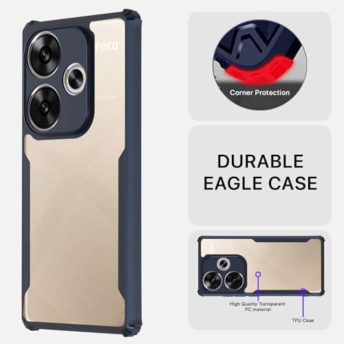 Image of Pikkme Poco F6 5G Back Cover | Crystal Clear Transparent Back | Ultra Hyrbid | Full Camera Protection | Raised Edge | Bumper Back Case (Blue)