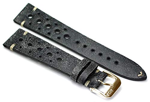 Rallye bracelet de montre vintage cuir vachette noir 22 mm RIOS1931 scratch