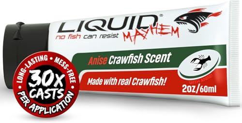 Liquid Mayhem Anise Crawfish Fish Attractant Gel 60 ml / 2 oz · 60 Uses 1-Pack – Real Anise Crawfish Bait & Aminos | UV-Enhanced Long-Lasting Gel – All Lure Types