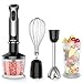 Produktbild Stabmixer, PREUP 4 in 1Stabmixer-Set 800W starker Motor, Smart Speed,BPA Frei (inkl. 500ml Küchenmaschine-Aufsatz, 600ml Messbecher, Edelstahl-Schneebesen und Pürierstab) Schwarz