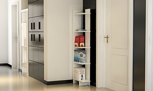 Decorotika Alice 5-Tier Corner Bookcase Bookshelf, Storage, Display Unit And Organizer For Living Room, Dining Room, Bedroom, Kitchen And Bathroom, Multiple Use, Modern Design (White) #TOP6